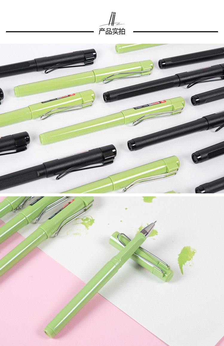 Vio A2 neutral black and green student office business instruction signature prescription Finance tipping pen U-shaped cap pic 5
