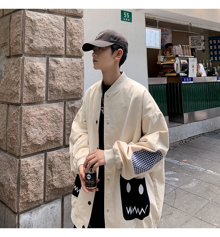 Baseball collar jacket, Hong Kong-style jacket, Japanese style trendy male student jacket, outdoor couple style, suitable for both men and women to wear detail image 14