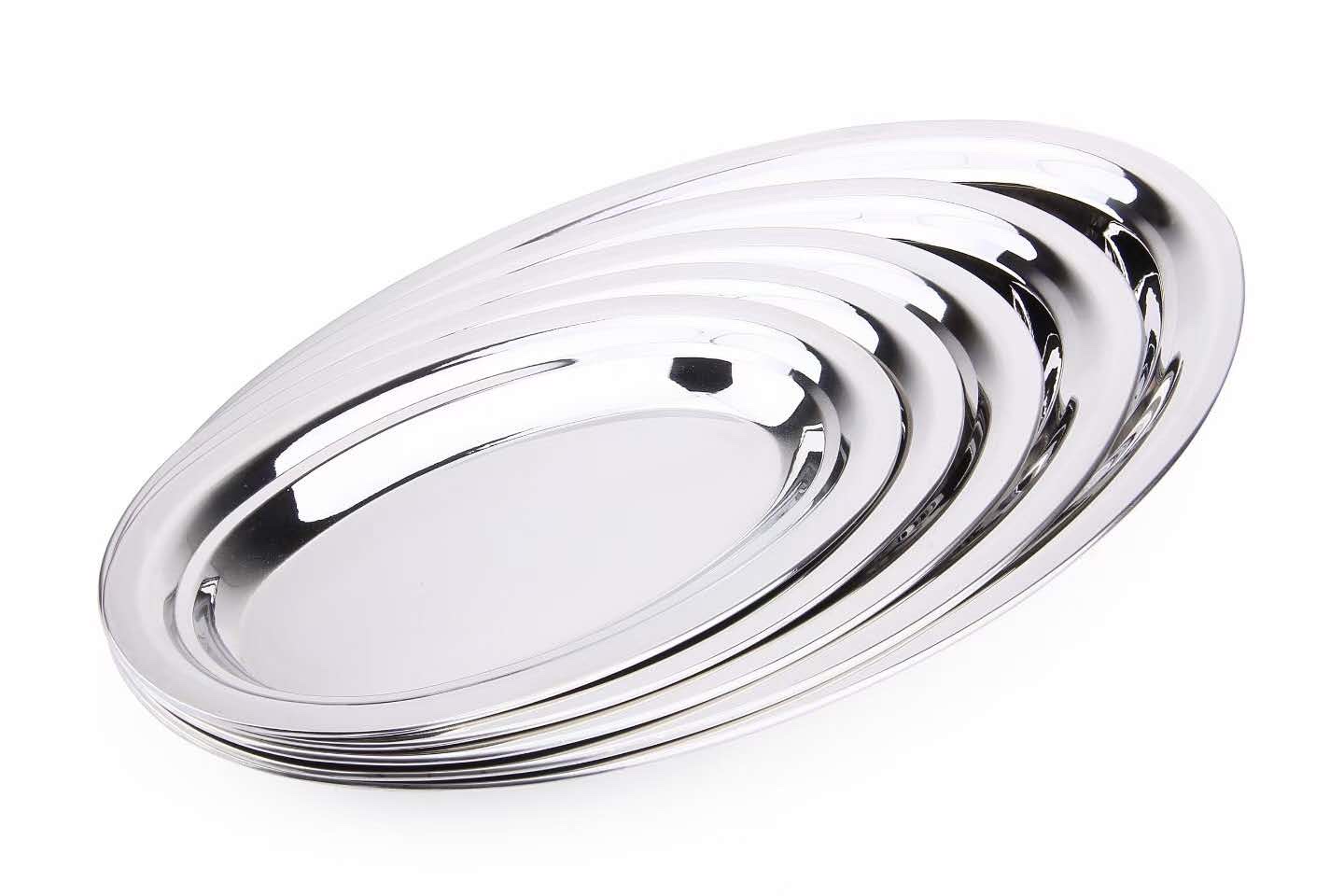 Stainless Steel Non-Magnetic Egg-Shaped Plate, Fish Plate, Oval Plate Item Picture