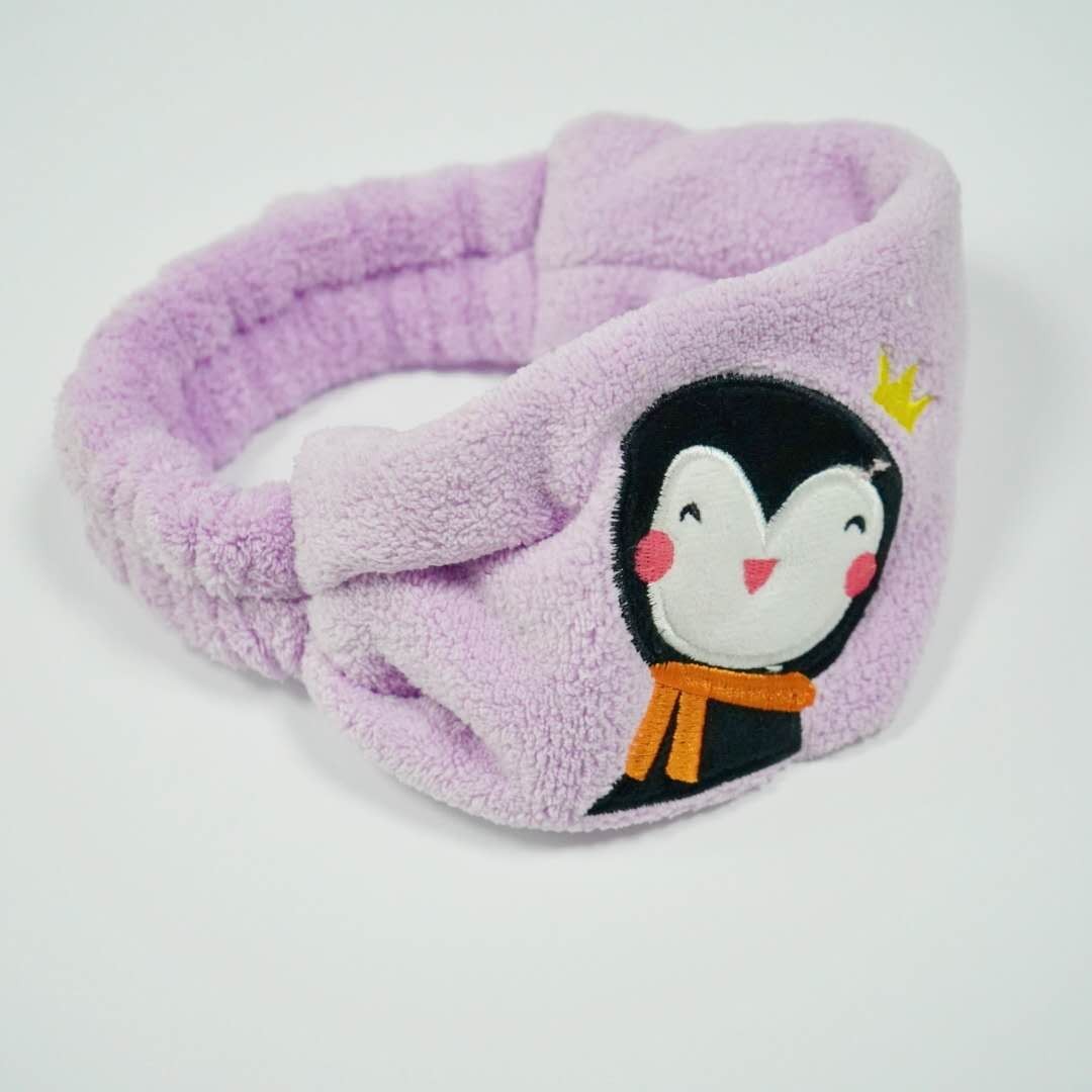 Yuhan Accessories' new Korean-style cute embroidered penguin face wash and hair tie, makeup and mask hair tie detail image 1