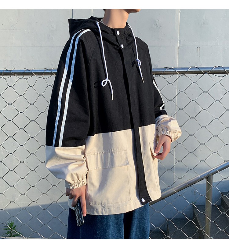 Autumn workwear hooded jacket, Hong Kong-style loose, sporty and casual trendy men's jacket detail image 6