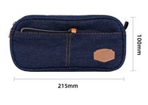 Pencil bag Denim series Large capacity student stationery bag Double zipper simple stationery storage bag Pencil bag