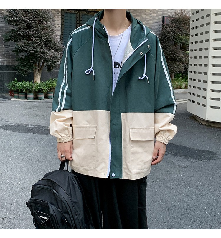 Autumn workwear hooded jacket, Hong Kong-style loose, sporty and casual trendy men's jacket detail image 14