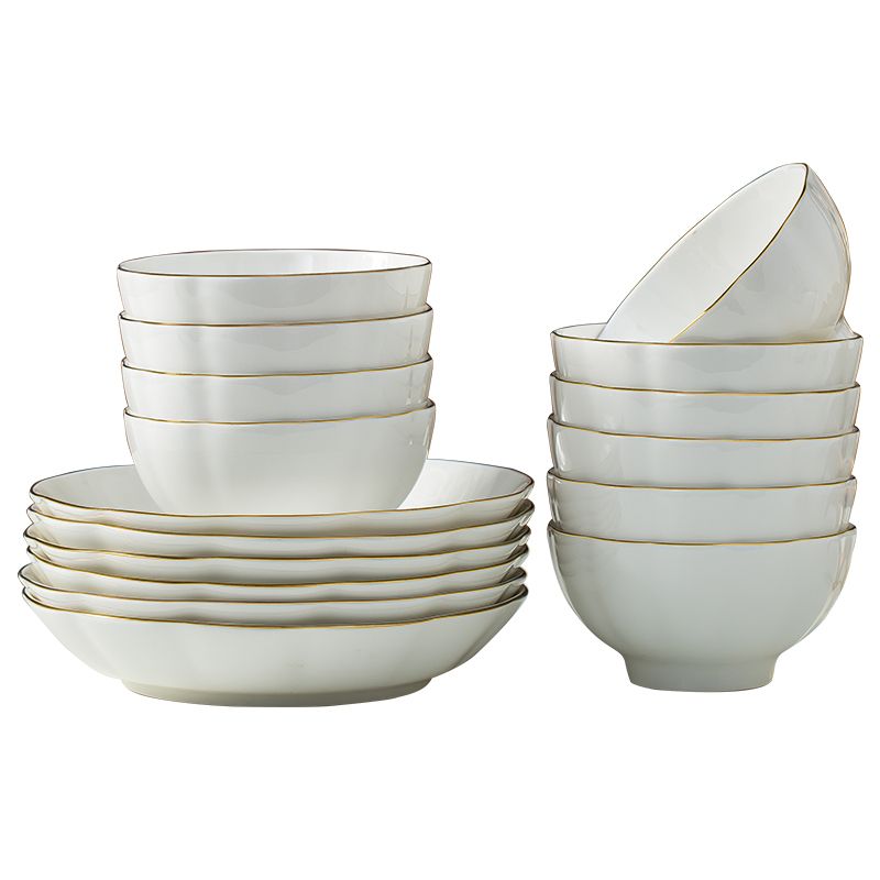 义乌好货 金边家用散件系列-雅荷南瓜型-4.5英寸小饭碗