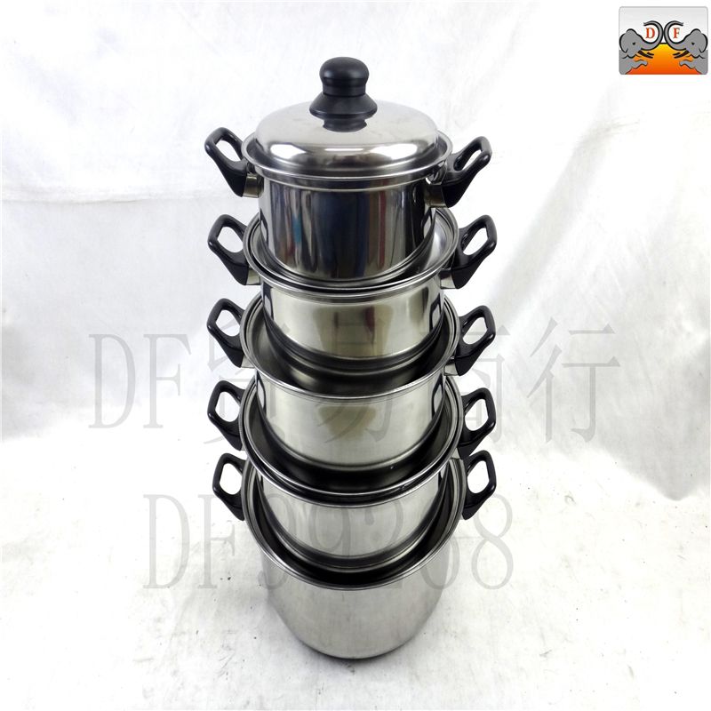 DF99268 4510 Five-piece pot set Stainless steel pot set Kitchen Cooking set Pot induction cooker Gas stove universal pot set DF TRADING HOUSE