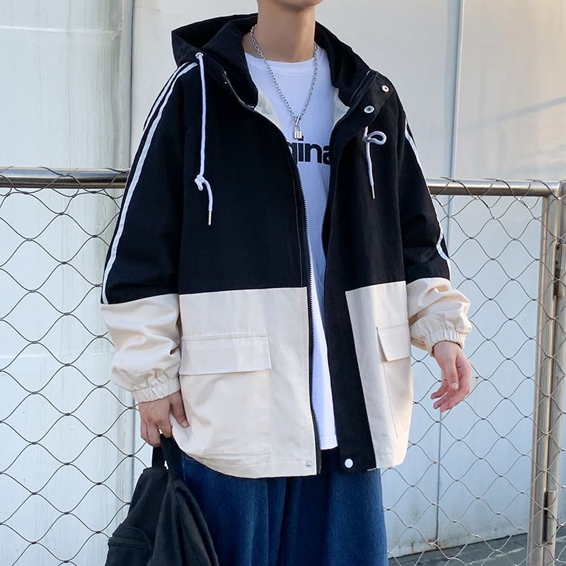 秋季工装连帽茄克外套 港风宽松运动休闲潮男夹克