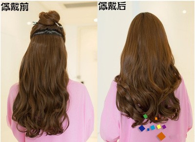 Simulated wig pieces, one-piece hair extension pieces, long curly hair pieces, seamless thickened hair pieces detail image 4