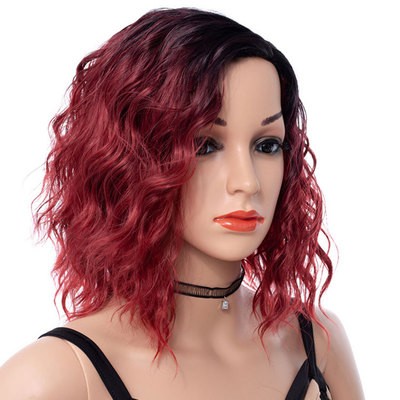 European and American wigs are divided into gradient color synthetic fiber curly short wig covers detail image 2