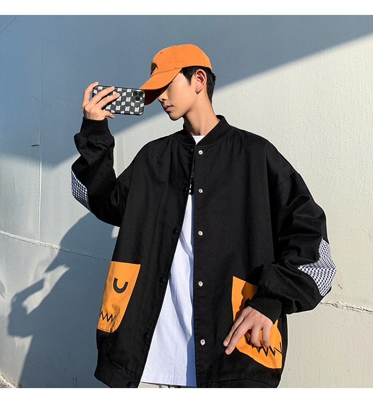 Baseball collar jacket, Hong Kong-style jacket, Japanese style trendy male student jacket, outdoor couple style, suitable for both men and women to wear detail image 3