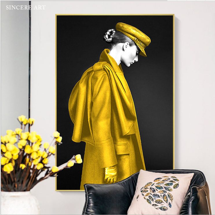 Women's light luxury living room wall paintings, modern and simple figure decorative paintings, model room, club, large-sized entrance mural