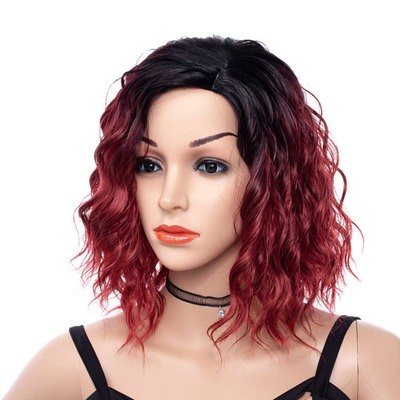 European and American wigs are divided into gradient color synthetic fiber curly short wig covers detail image 3