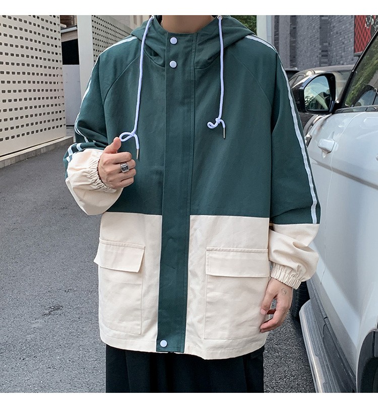 Autumn workwear hooded jacket, Hong Kong-style loose, sporty and casual trendy men's jacket detail image 5