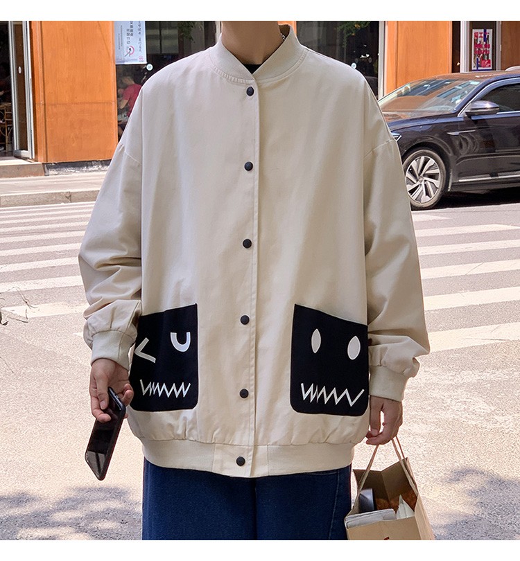 Baseball collar jacket, Hong Kong-style jacket, Japanese style trendy male student jacket, outdoor couple style, suitable for both men and women to wear detail image 8