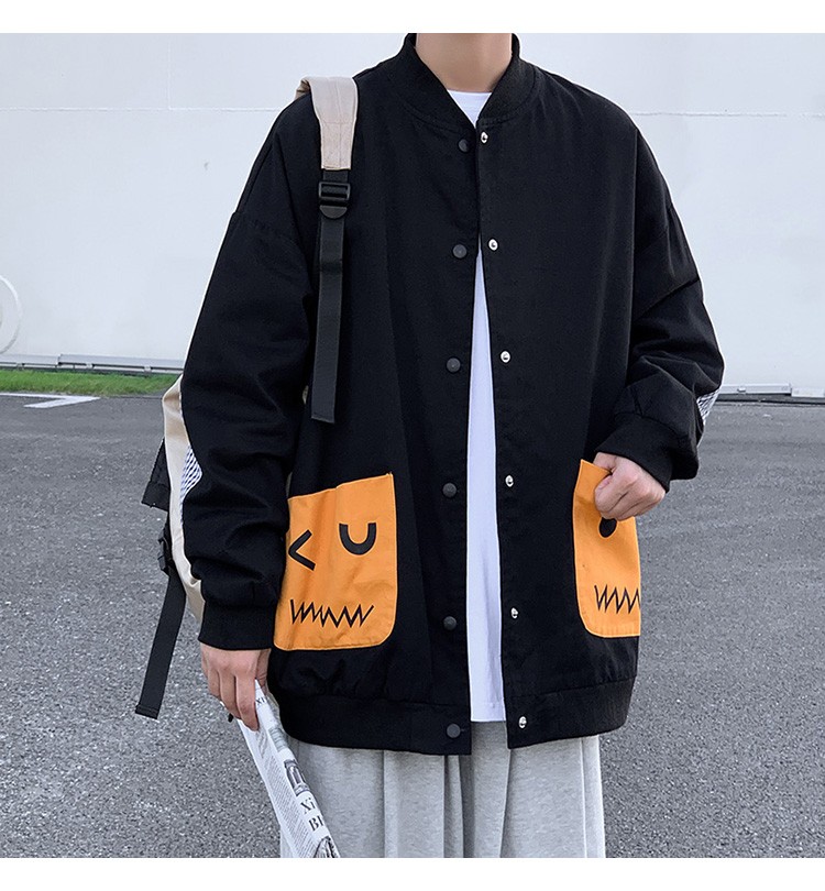 Baseball collar jacket, Hong Kong-style jacket, Japanese style trendy male student jacket, outdoor couple style, suitable for both men and women to wear detail image 6