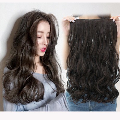 U-shaped wig for women, long curly hair with invisible and seamless hair extensions detail image 1