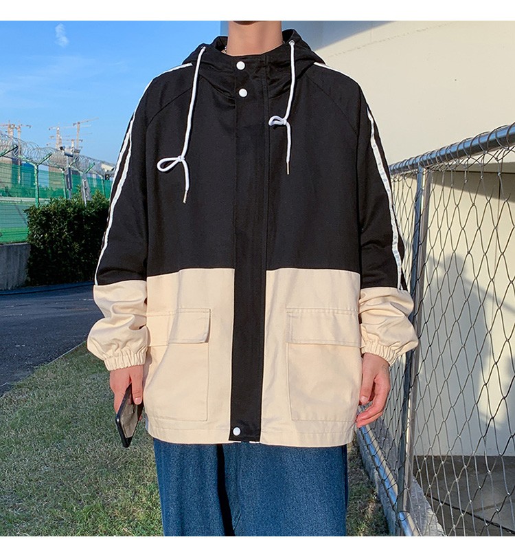Autumn workwear hooded jacket, Hong Kong-style loose, sporty and casual trendy men's jacket detail image 13