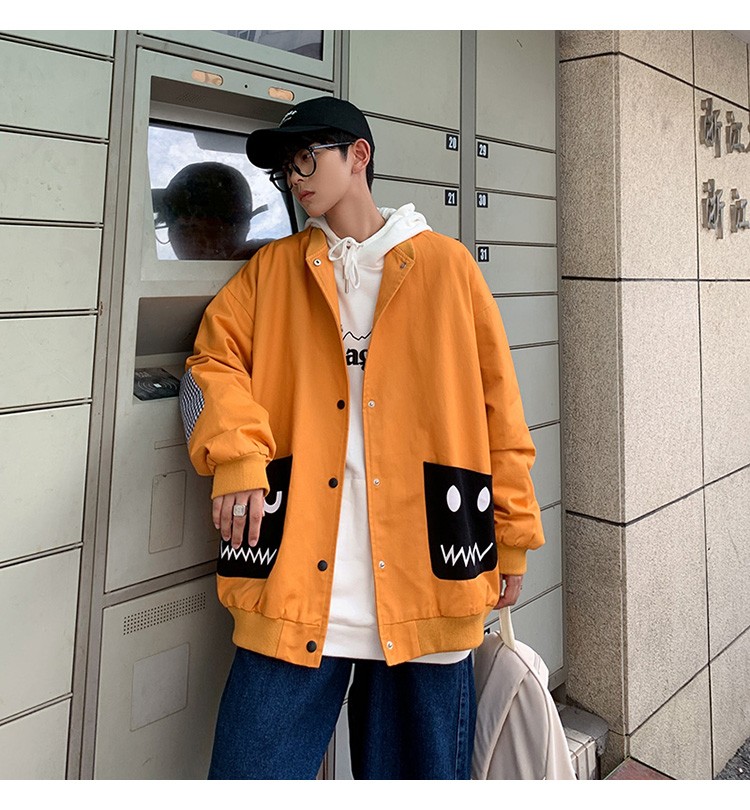 Baseball collar jacket, Hong Kong-style jacket, Japanese style trendy male student jacket, outdoor couple style, suitable for both men and women to wear detail image 10