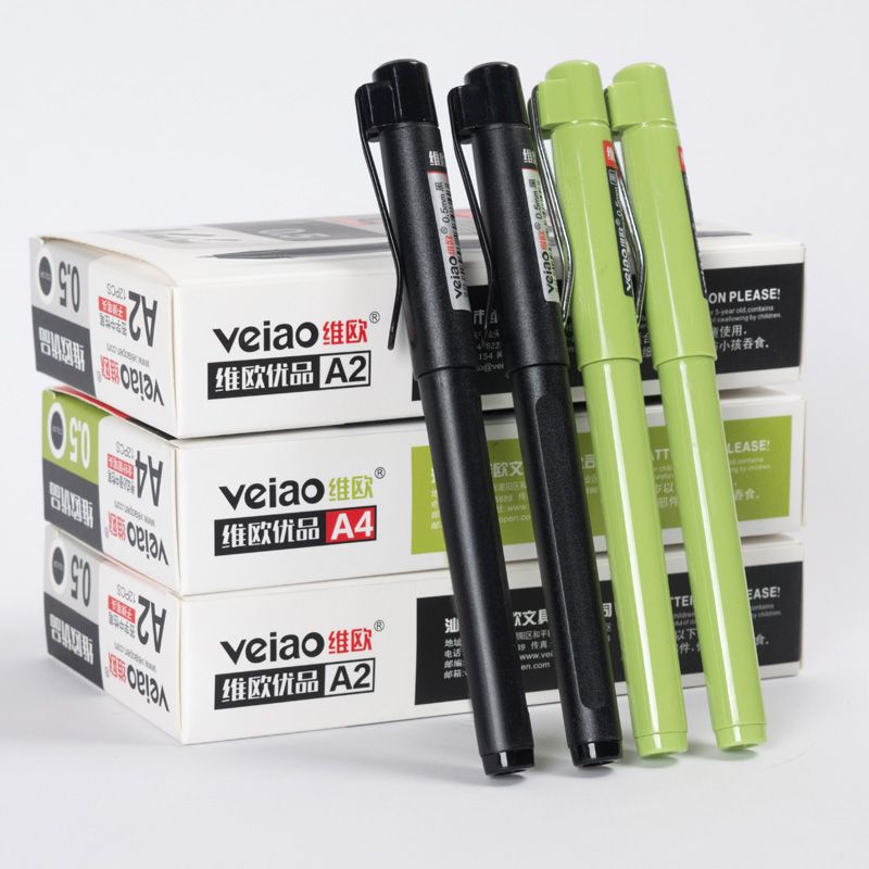 Vio A2 neutral black and green student office business instruction signature prescription Finance tipping pen U-shaped cap