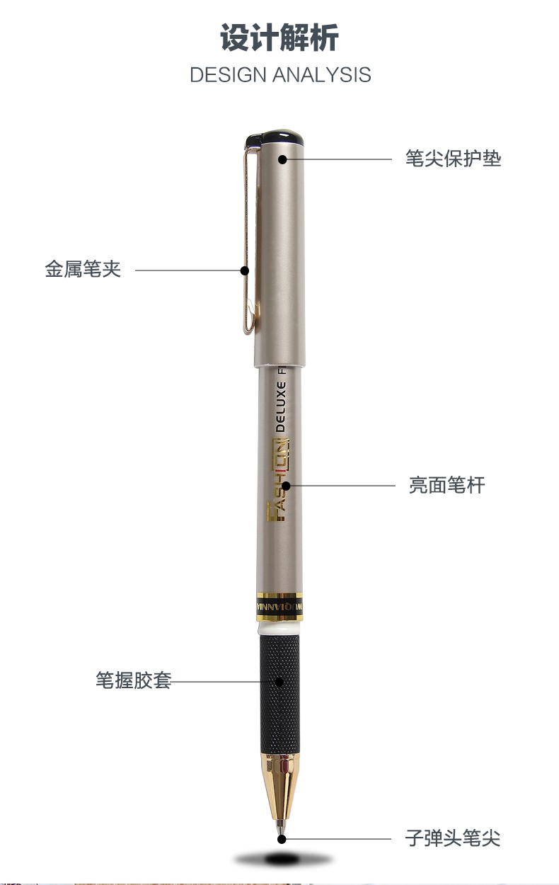 Five Thousand Years W-415 Golden Office Gel Pen 0.5mm in black, blue and red detail image 10