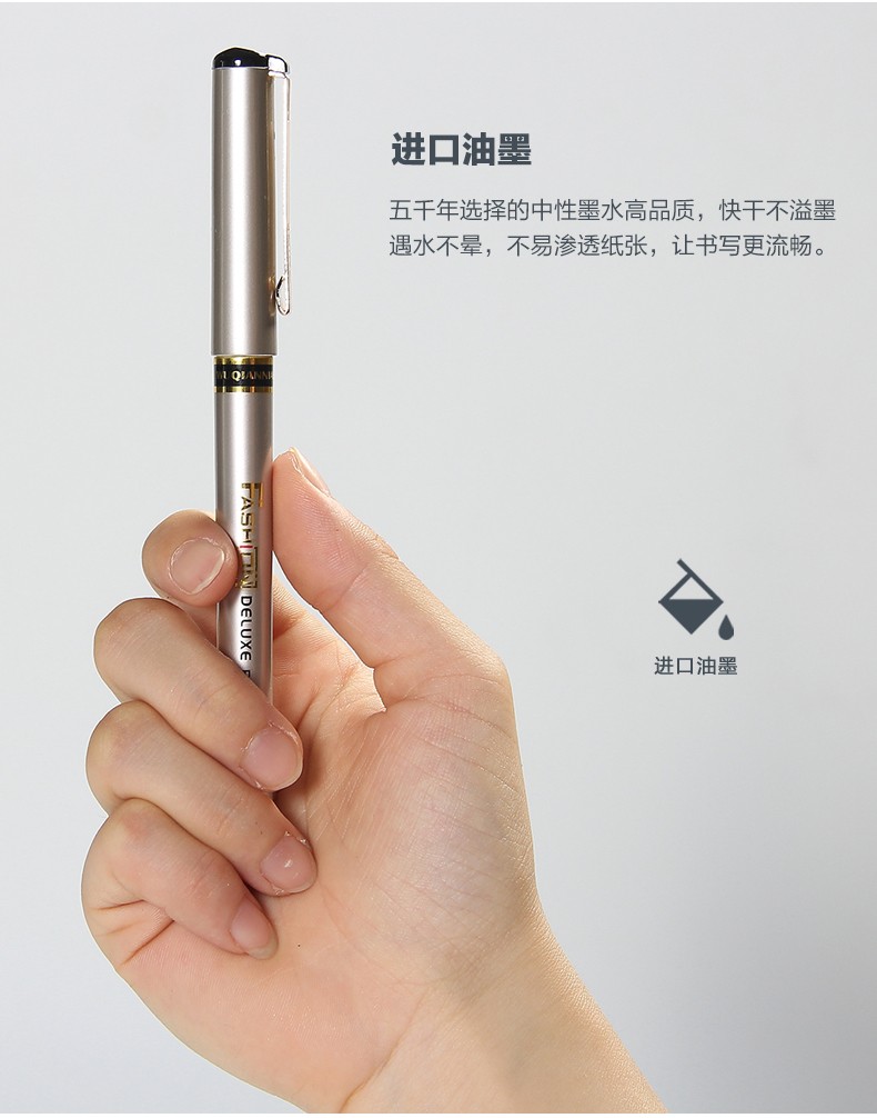 Five Thousand Years W-415 Golden Office Gel Pen 0.5mm in black, blue and red detail image 5