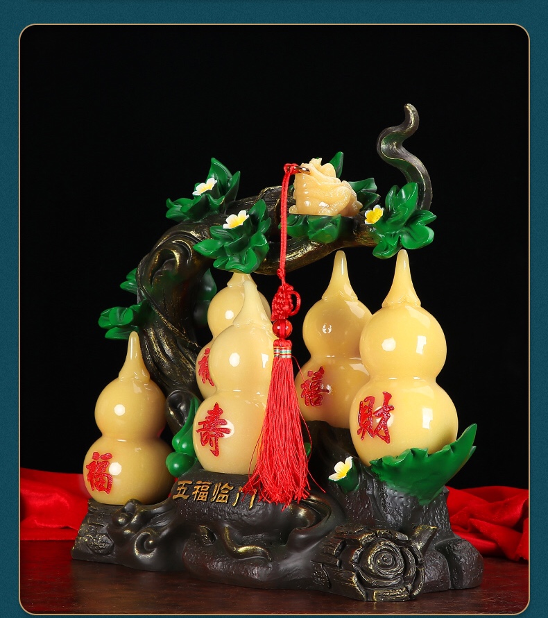 Five Blessings Arrive at the door - Yellow jade Item Picture