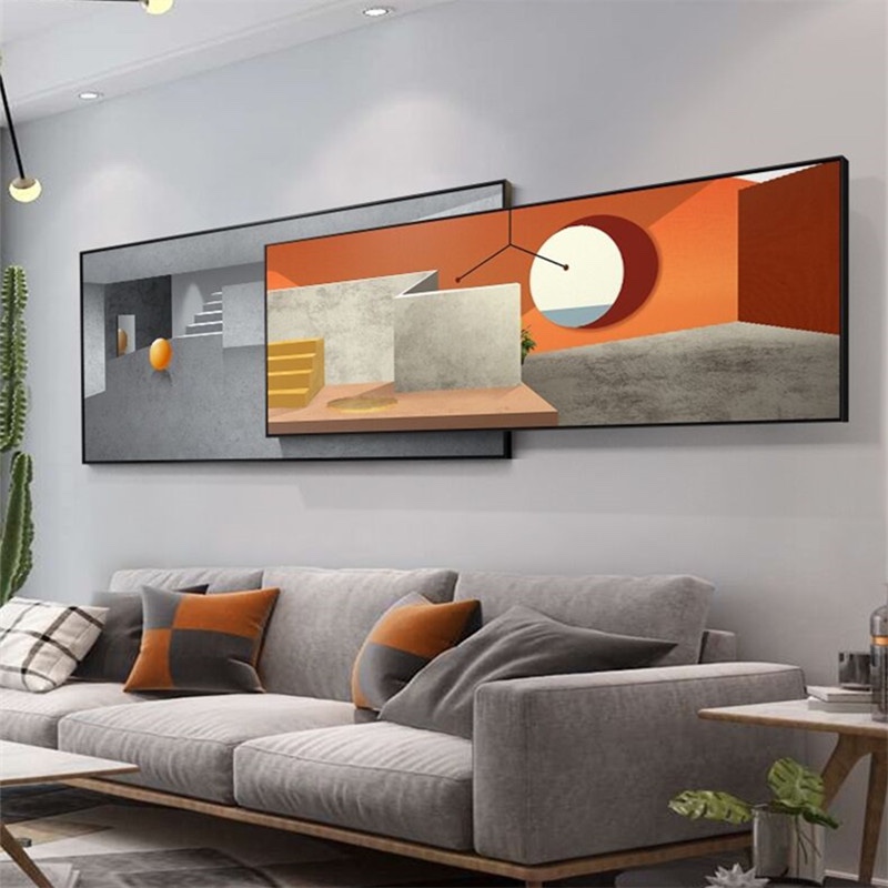 Living room decoration mural modern Nordic contracted light luxury atmosphere overlay bedroom creative hanging painting sofa background wall painting thumbnail