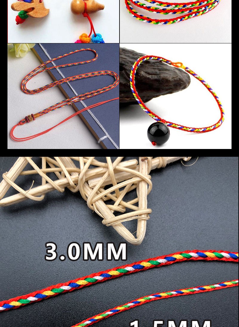3.0MM multicolored rope Dragon Boat Festival egg loop rope bracelet necklace woven thread detail image 3