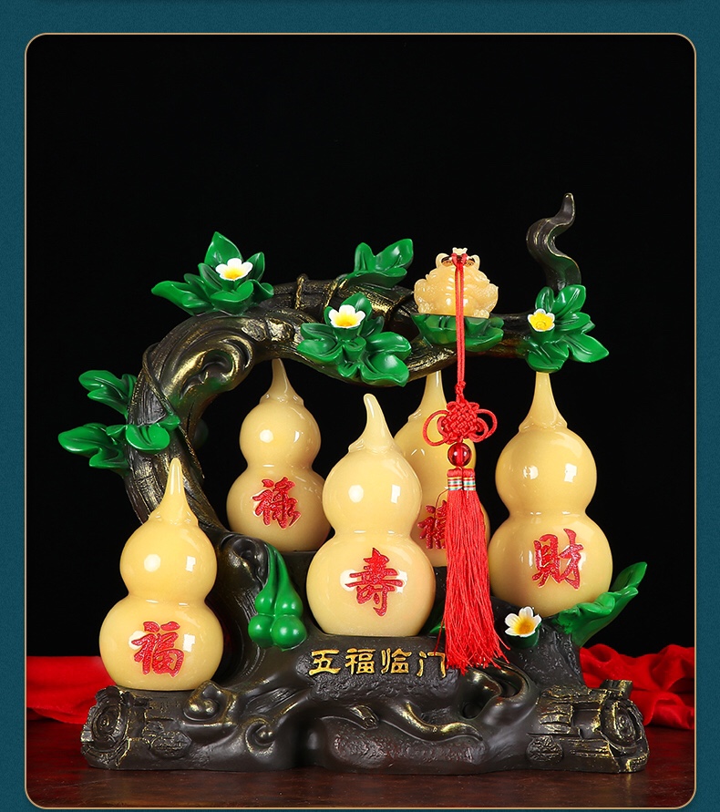 Five Blessings Arrive at the door - Yellow jade detail image 3