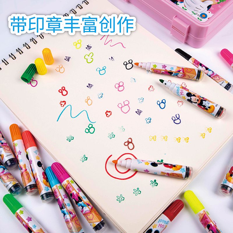 Z6145热卖款儿童盒装18色儿童小学生手提绘画印章水彩笔无详情图2