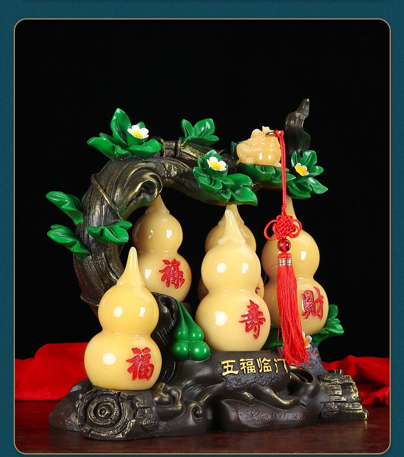 Five Blessings Arrive at the door - Yellow jade detail image 5