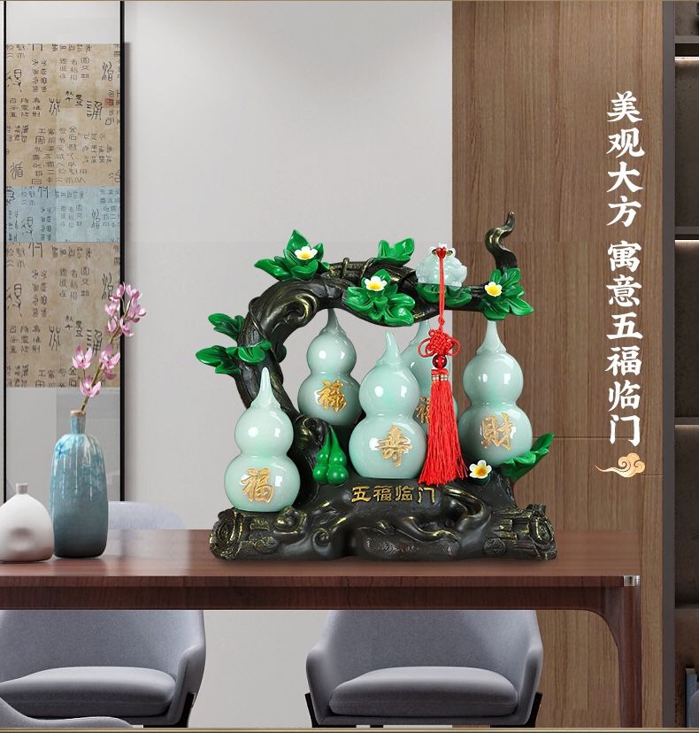 Five Blessings Arrive at the door - Yellow jade detail image 7