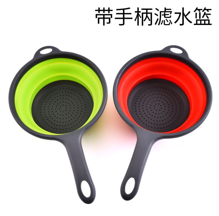 Kitchen telescopic folding fruit basket with handle folding draining basket, household vegetable washing basket, fruit and vegetable basket Item Picture