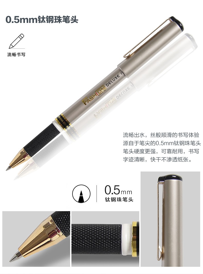 Five Thousand Years W-415 Golden Office Gel Pen 0.5mm in black, blue and red detail image 7