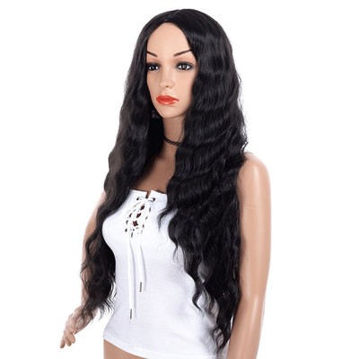 European and American synthetic fiber women's mid-parted corn-patterned wig head cover detail image 5
