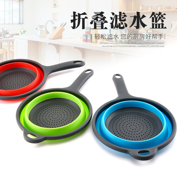 Kitchen telescopic folding fruit basket with handle folding draining basket, household vegetable washing basket, fruit and vegetable basket details Picture