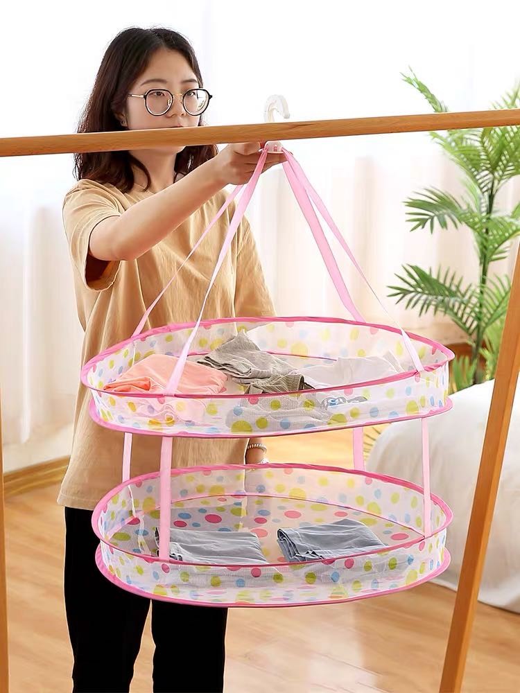 The creative home three-layer windproof drying basket is foldable detail image 4