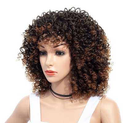 New style of fashionable European and American wigs, African small curly explosion hairstyle European and American wigs detail image 4
