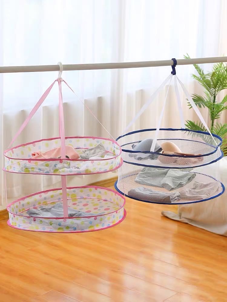 The creative home three-layer windproof drying basket is foldable detail image 1
