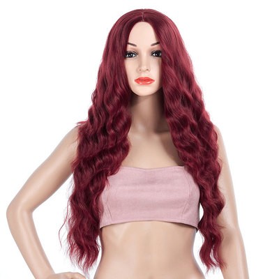European and American synthetic fiber women's mid-parted corn-patterned wig head cover detail image 1