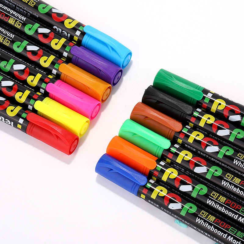 儿童12色POP可擦白板笔 彩色书写工具画画彩笔套装文化用品可批发