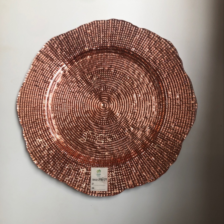 13寸香槟色玻璃果盘、蛋糕盘。