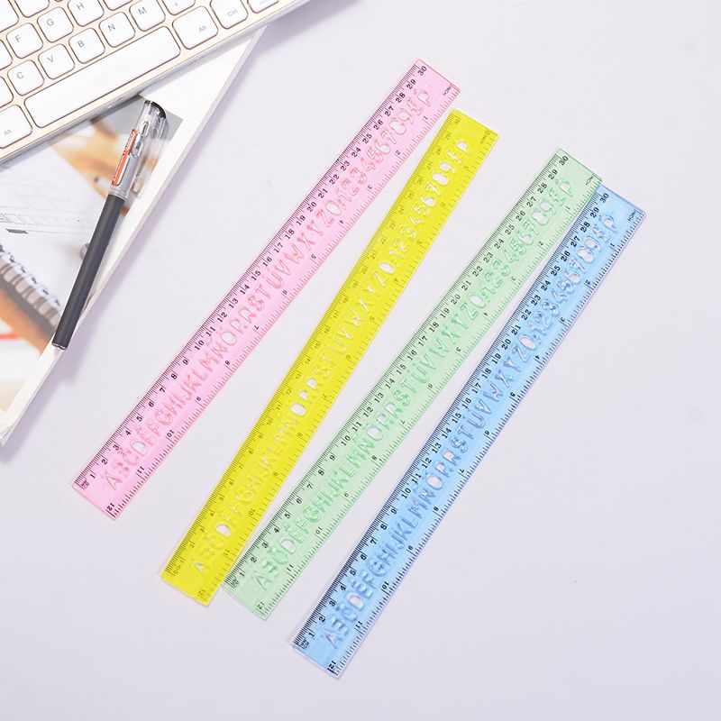 Customized wholesale of student stationery, including alphanumeric template rulers, color template drawing rulers, 30cm plastic straight rulers details Picture