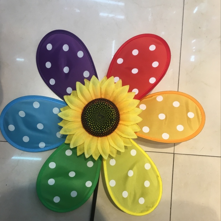 大单层无纺布 太阳花六彩 布艺斑点六彩风车厂家直销