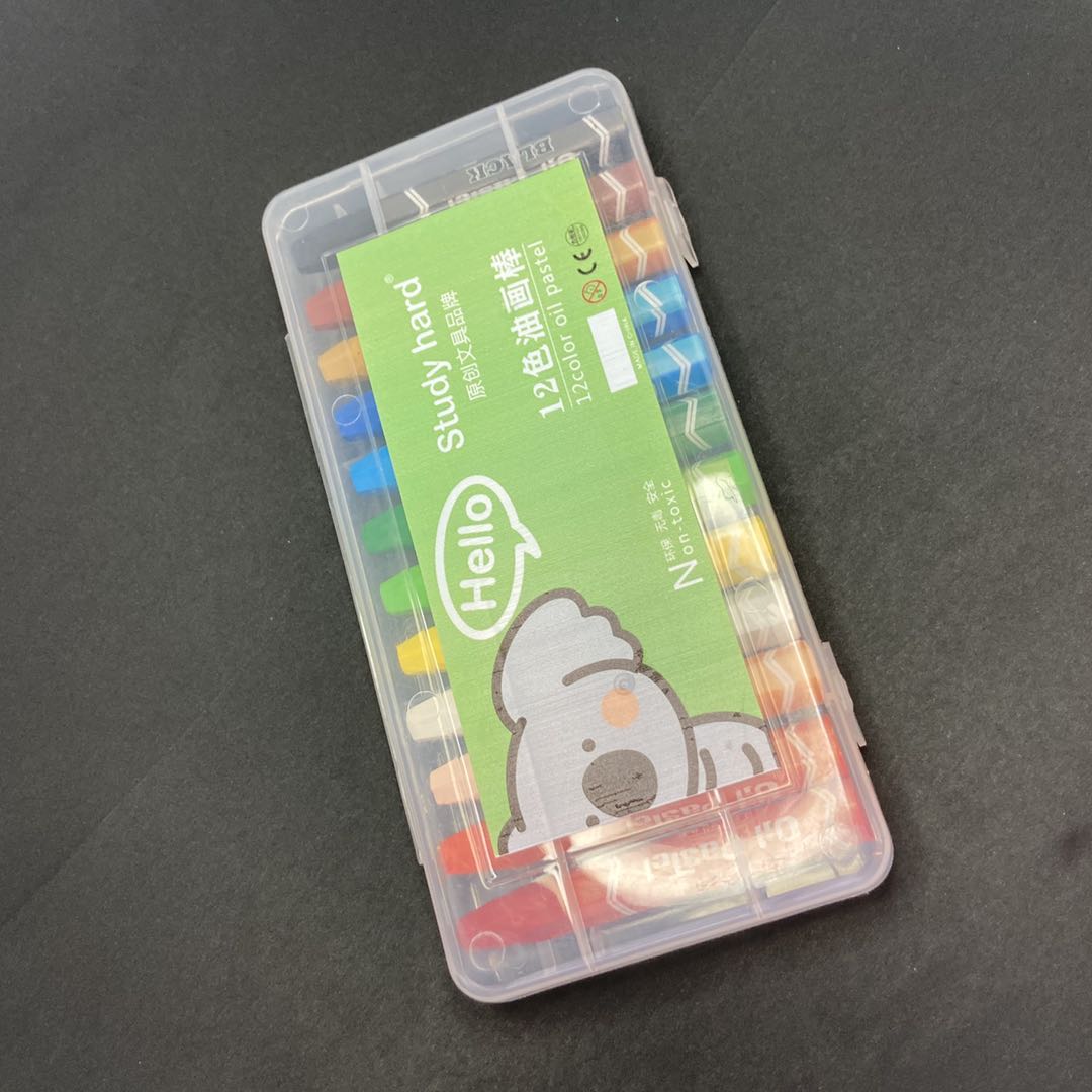 12 color kangaroo cartoon pattern oil painting stick plastic PP box StudyHard brand children's art painting pen thumbnail
