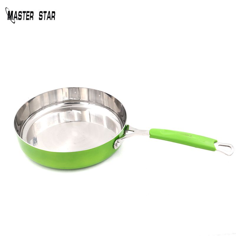 Green stainless steel frying pan