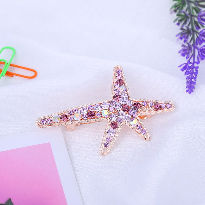 2020 new Korean super fairy girl alloy hair accessories starfish edge with fringe duck beak with rhinestone metal hair clip Specification drawing