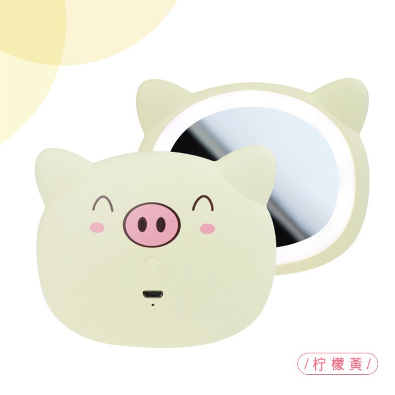 New USB charging mini portable LED makeup mirror light, cute Pig makeup touch-up light, birthday gift Specification image