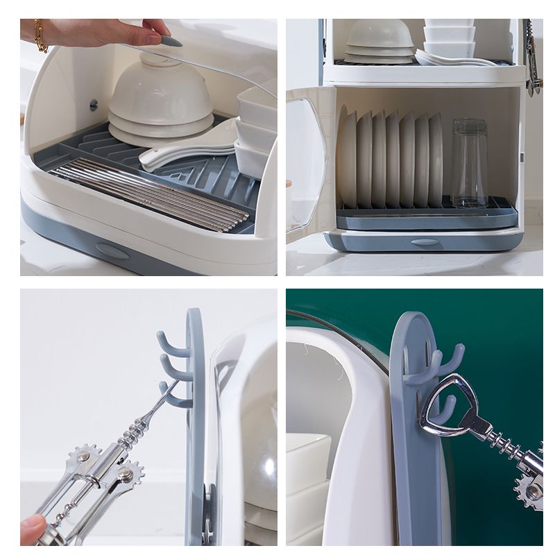 Kitchen bowl rack, chopsticks and bowl storage box, covered bowl cabinet, dish rack, tableware draining rack, plastic double-layer draining bowl rack, 44W70X006 Application Scenario