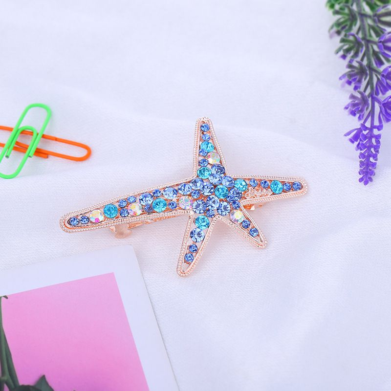 2020 new Korean super fairy girl alloy hair accessories starfish edge with fringe duck beak with rhinestone metal hair clip details Picture