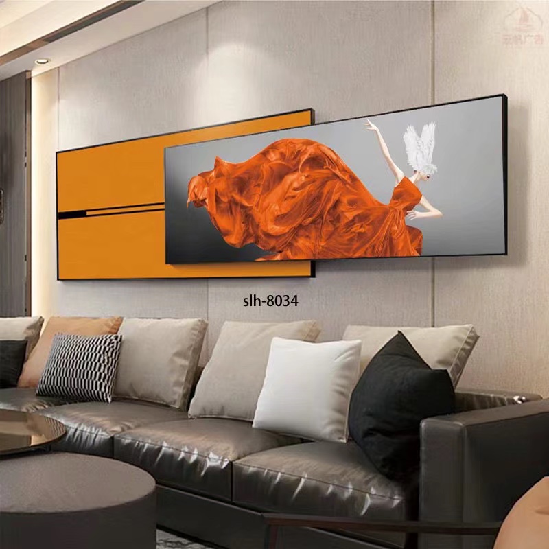 Superimposed abstract living room background wall decorative painting, light luxury modern sofa hanging painting, personalized horizontal hall wall painting